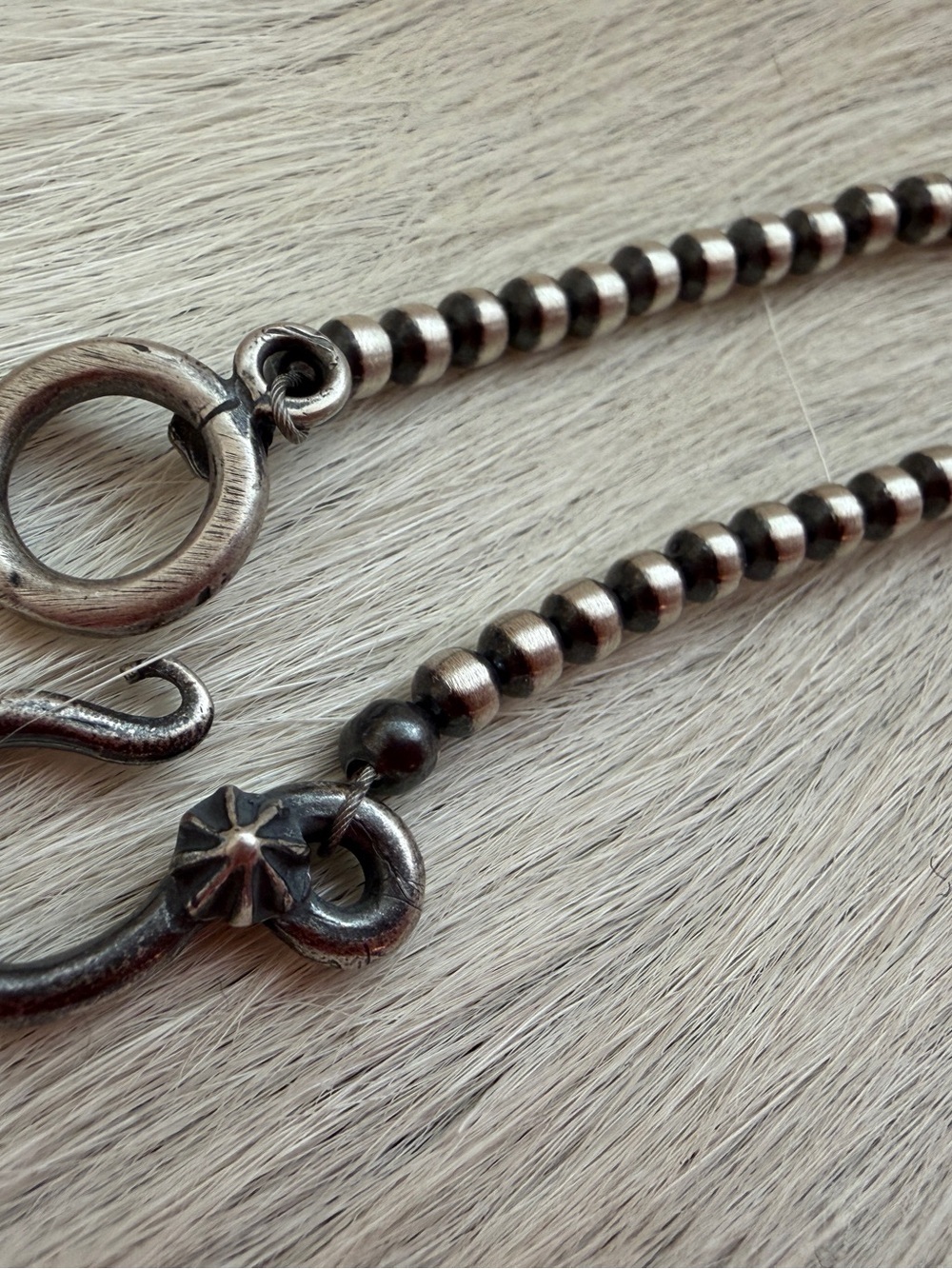 ❤️ 16” 3mm to 8mm Graduated Desert Pearls Navajo Beads Necklace Sterling Unisex - Picture 5 of 8
